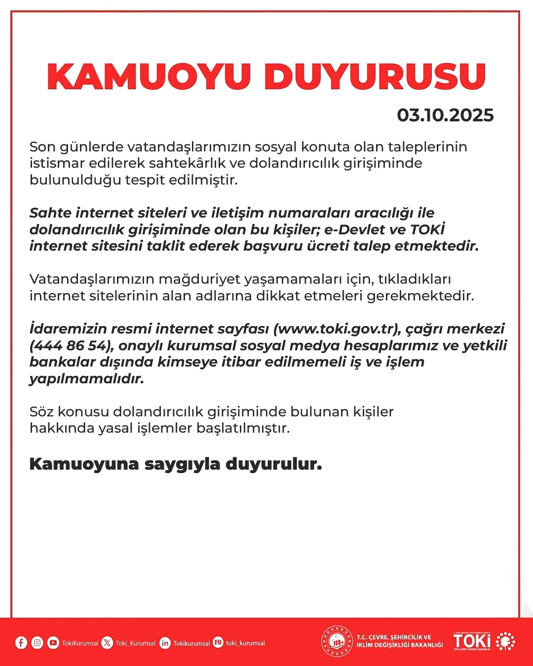 Vatandaşları böyle dolandırıyorlar! TOKİ den uyarı geldi: E-Devlet sahtekarlarına dikkat 3